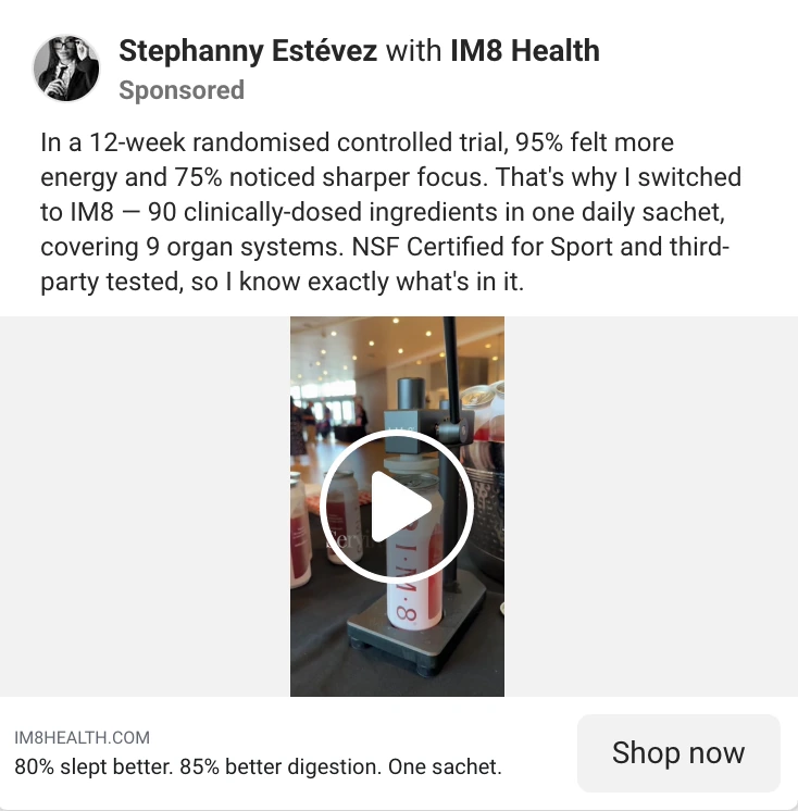 IM8 Meta ad with creator: 12-week randomised controlled trial results