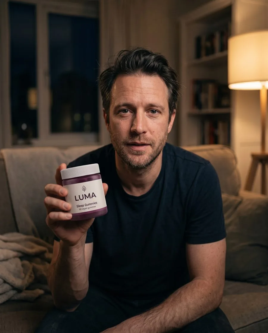 Eye level example with the LUMA Sleep Gummies jar