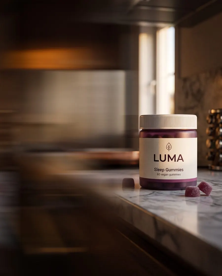 Whip pan example with the LUMA Sleep Gummies jar