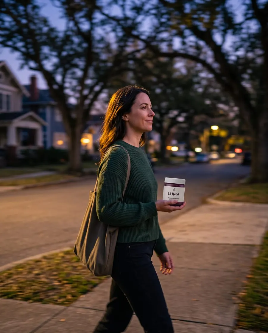Tracking walk example with the LUMA Sleep Gummies jar